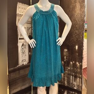 April Cornell Vintage Teal Paisley Sleeveless Dress with Ruffle Hem